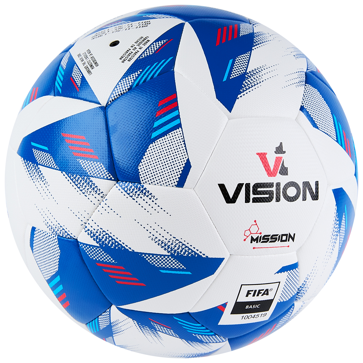 Мяч футб. VISION Mission, FV324075,р.5, FIFA Basic,PU, 32 пан, гибрид. сшив.,бел-синий