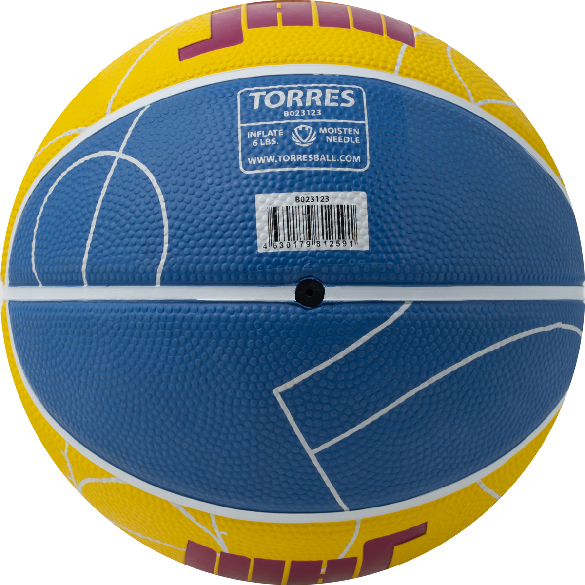 СЦ*Мяч баск. TORRES Jam, B023123, р.3, резина, нейлон. корд, бут. кам., син-желто-малиновый