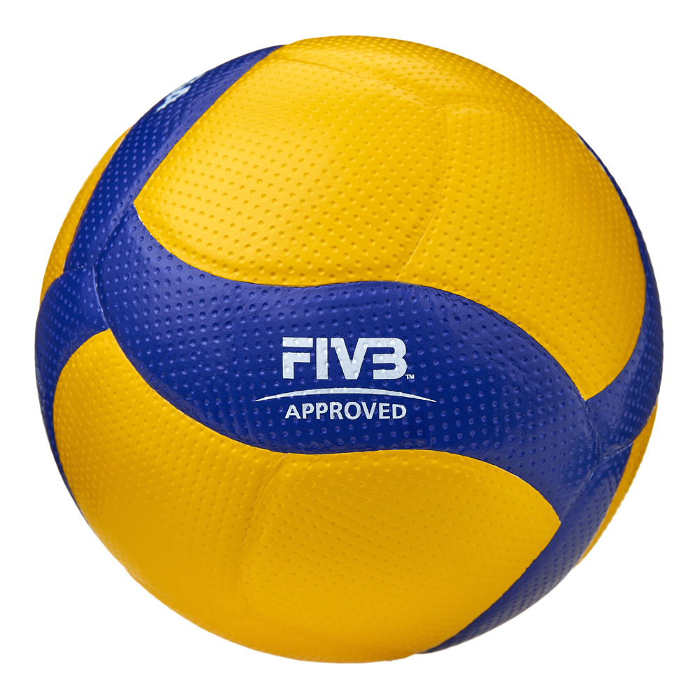 Мяч вол. MIKASA V300W, р.5, FIVB Appr, 18 пан, синт.кожа (микрофиб), клееный, бут.кам, желто-синий