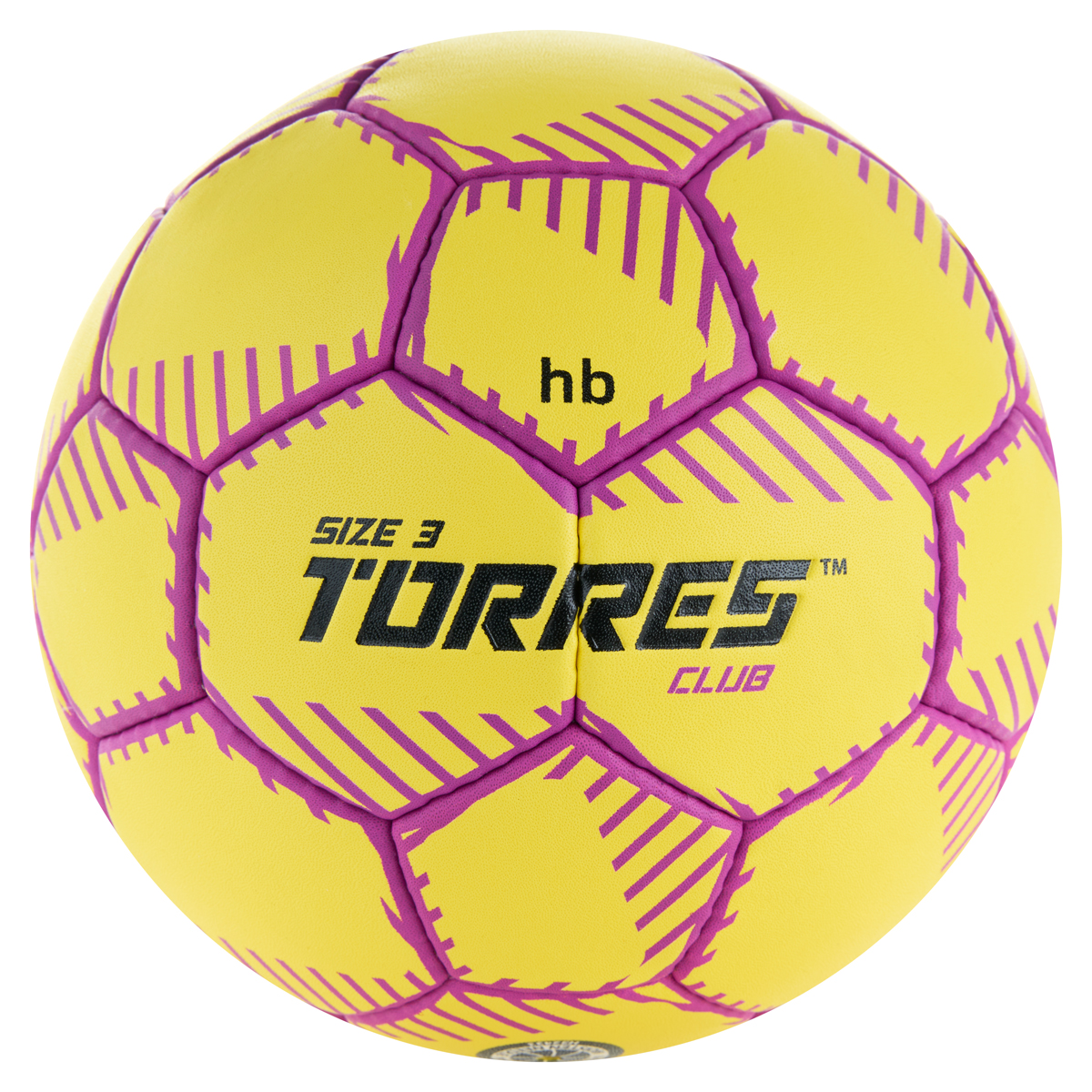 Мяч ганд. TORRES Club, H32433, р.3, ПУ, 5 подкл. слоев, руч. сшивка, желтый