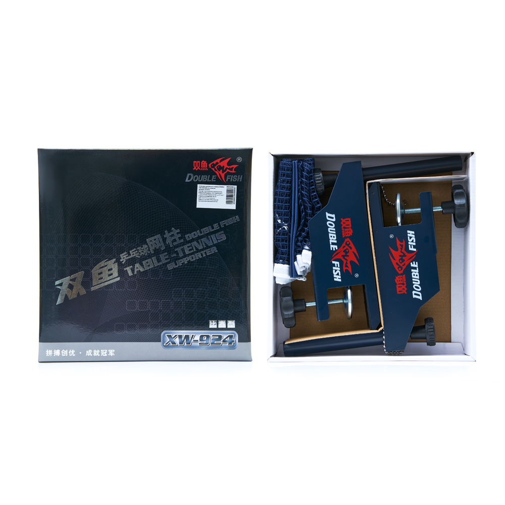 Сетка для наст. тенниса DOUBLE FISH XW-924C, в компл. с мет. стойками, измерит. высоты, темно-синий