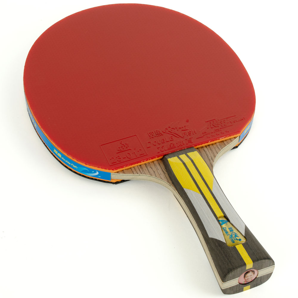 Ракетка для н/т DOUBLE FISH 6A+C, для подвин.,ITTF Appr.,накл. 2,1 мм, конич. ручка+ 2 мяча V40+мм