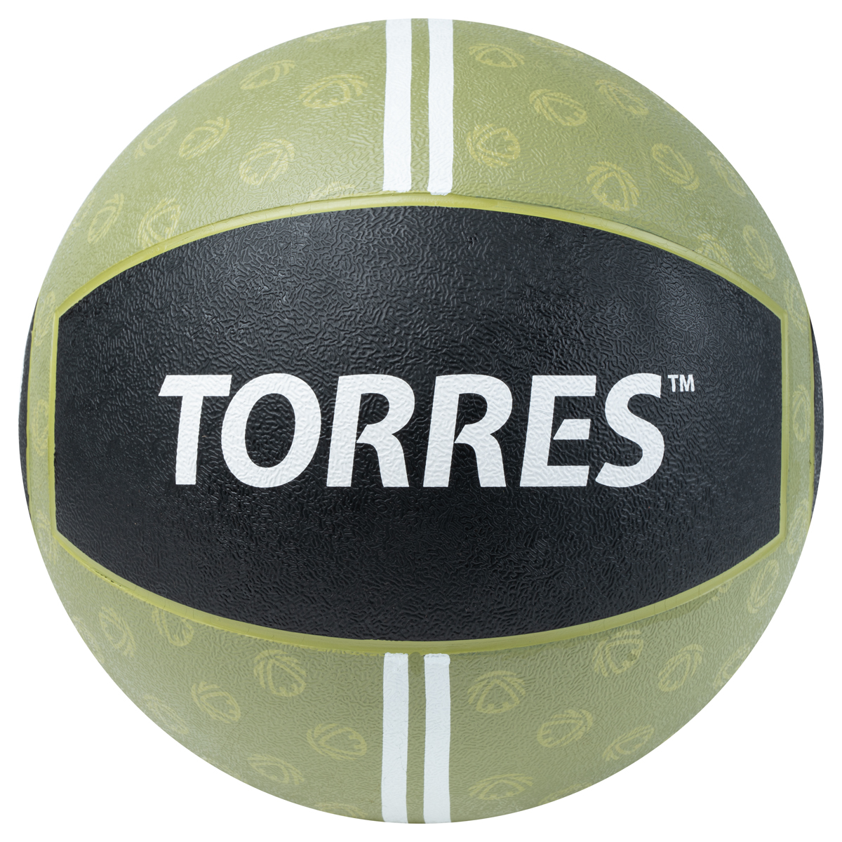 Медбол TORRES 9 кг, AL00239, резина, диаметр 27,5 см, хаки-черный